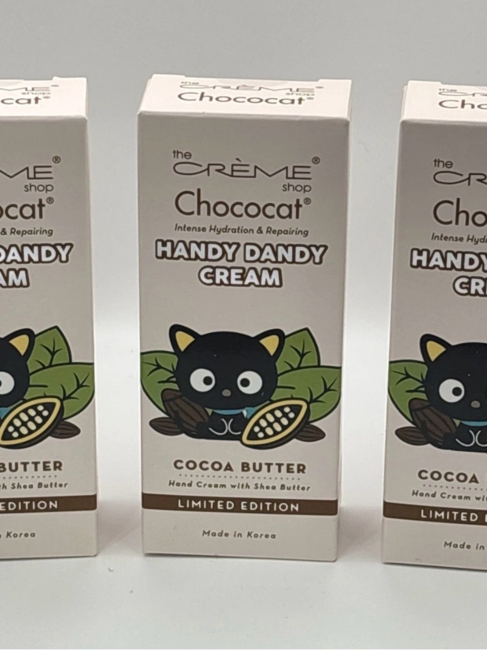 New Lot of 3 The Crème Shop x Chococat Handy Dandy Cocoa Butter Hand Cream
